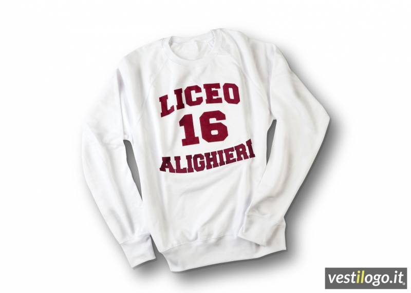 Felpa Bianca per la Scuola con Stampa a Colori Rigonfianti