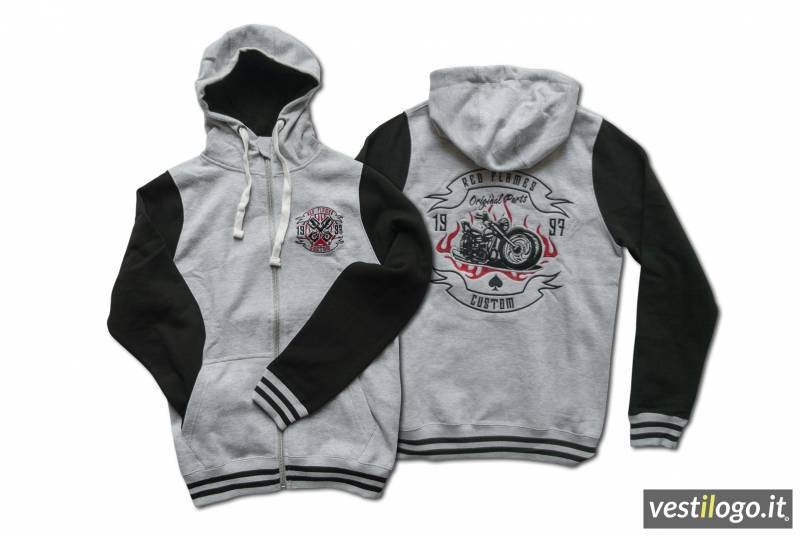 Felpa Bikers alla Moda Ricamata con Logo Moto Custom