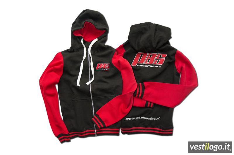 Felpa Motorsport Bicolore con Cappuccio Ricamata