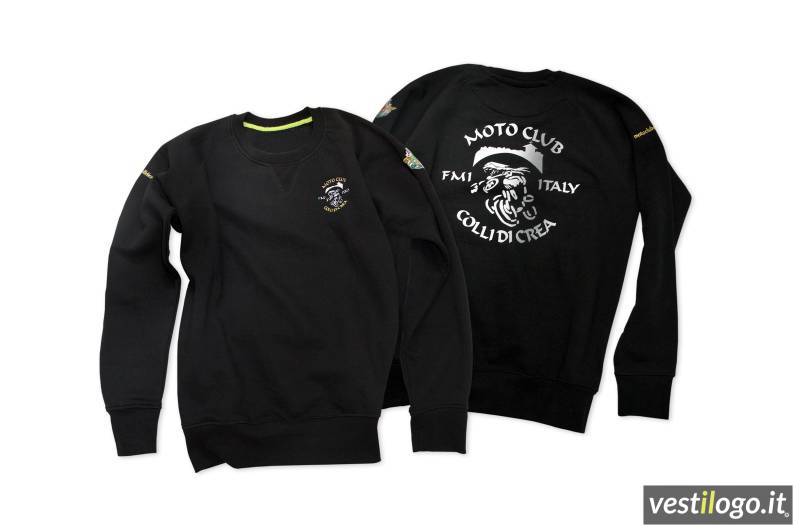 Felpa Nera Girocollo con Logo e Stemma del Motoclub