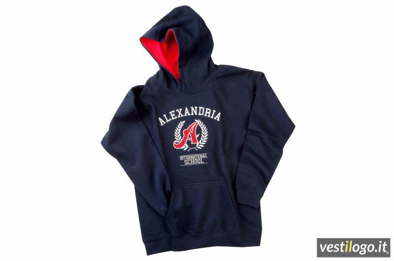 Felpa Scolastica con Cappuccio Ricamata