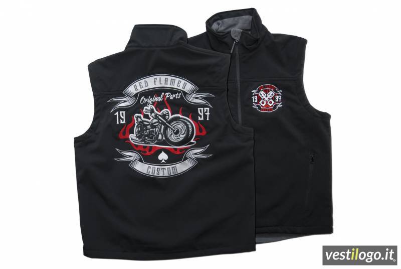 Gilet Stile Bikers con Grande Ricamo Moto Club
