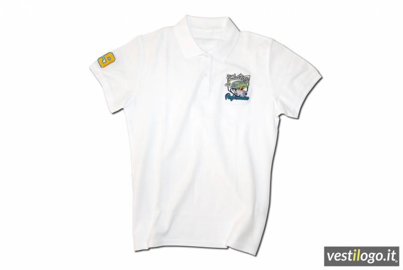 Polo Bianca per Racing Team e Raduni con Ricamo Factory Performance