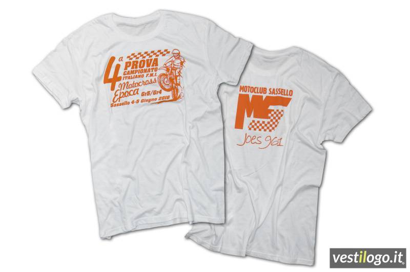 Tshirt Bianca con Stampa Colorata per Campionato Motocross e Raduni